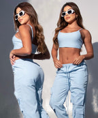 Sporty Sky Blue Two-Piece Set