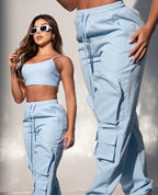 Sporty Sky Blue Two-Piece Set