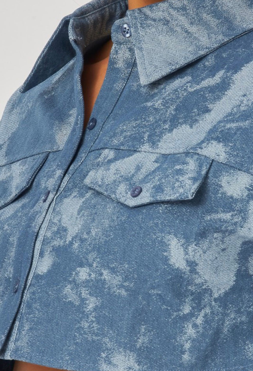 Trendy Cropped Tie-Dye Denim Jacket