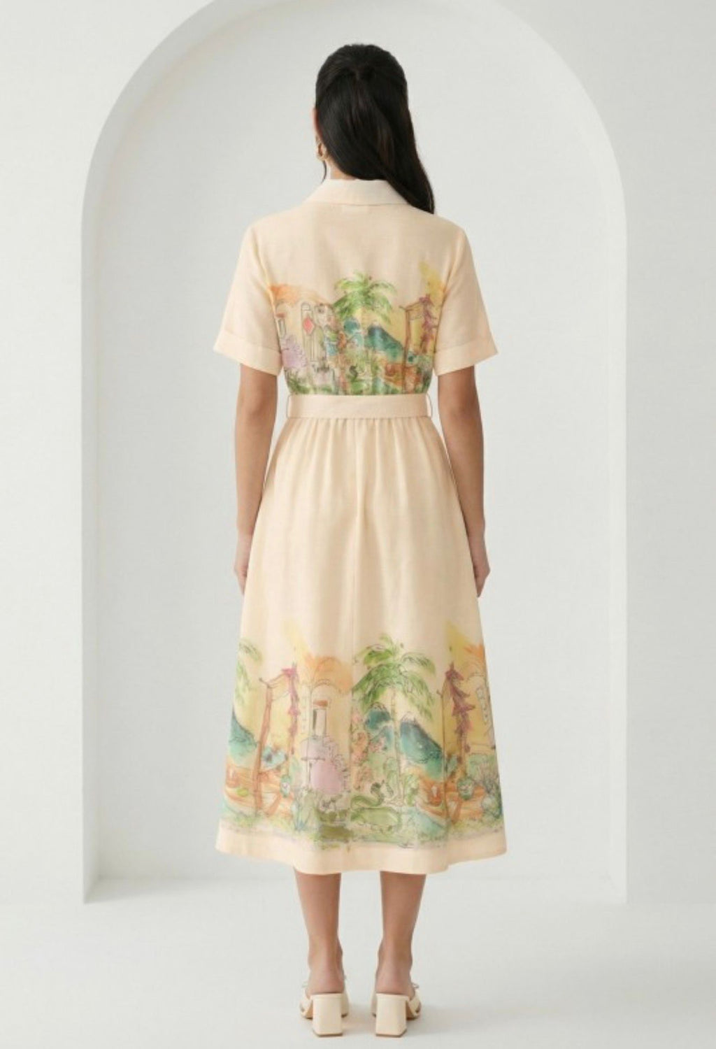 Floral Oasis Belted Midi Dress