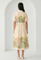 Floral Oasis Belted Midi Dress