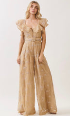 Ruffle Detail Belted Jumpsuit