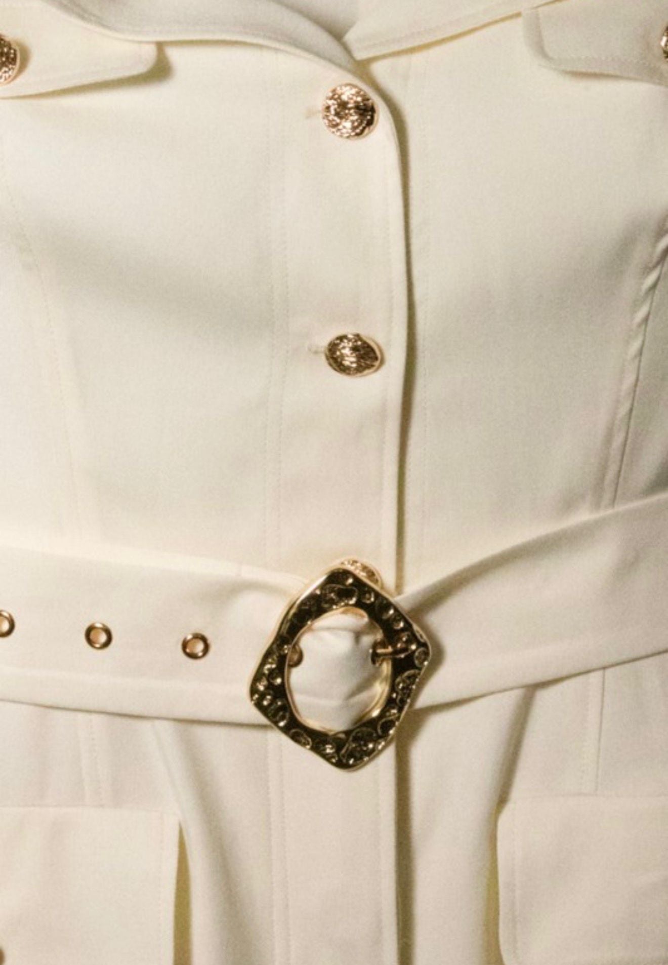 Sleeveless Solid Cream Midi Dress