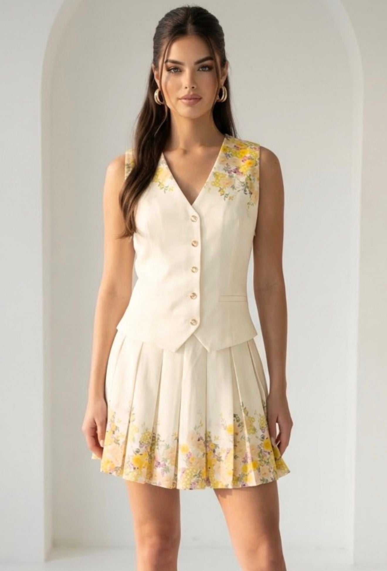 Sleeveless Pleated Mini Dress