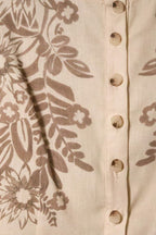 Taupe Floral Print Jewel Neck Top and Pants Set