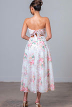 Floral Print Eyelet Midi Dress