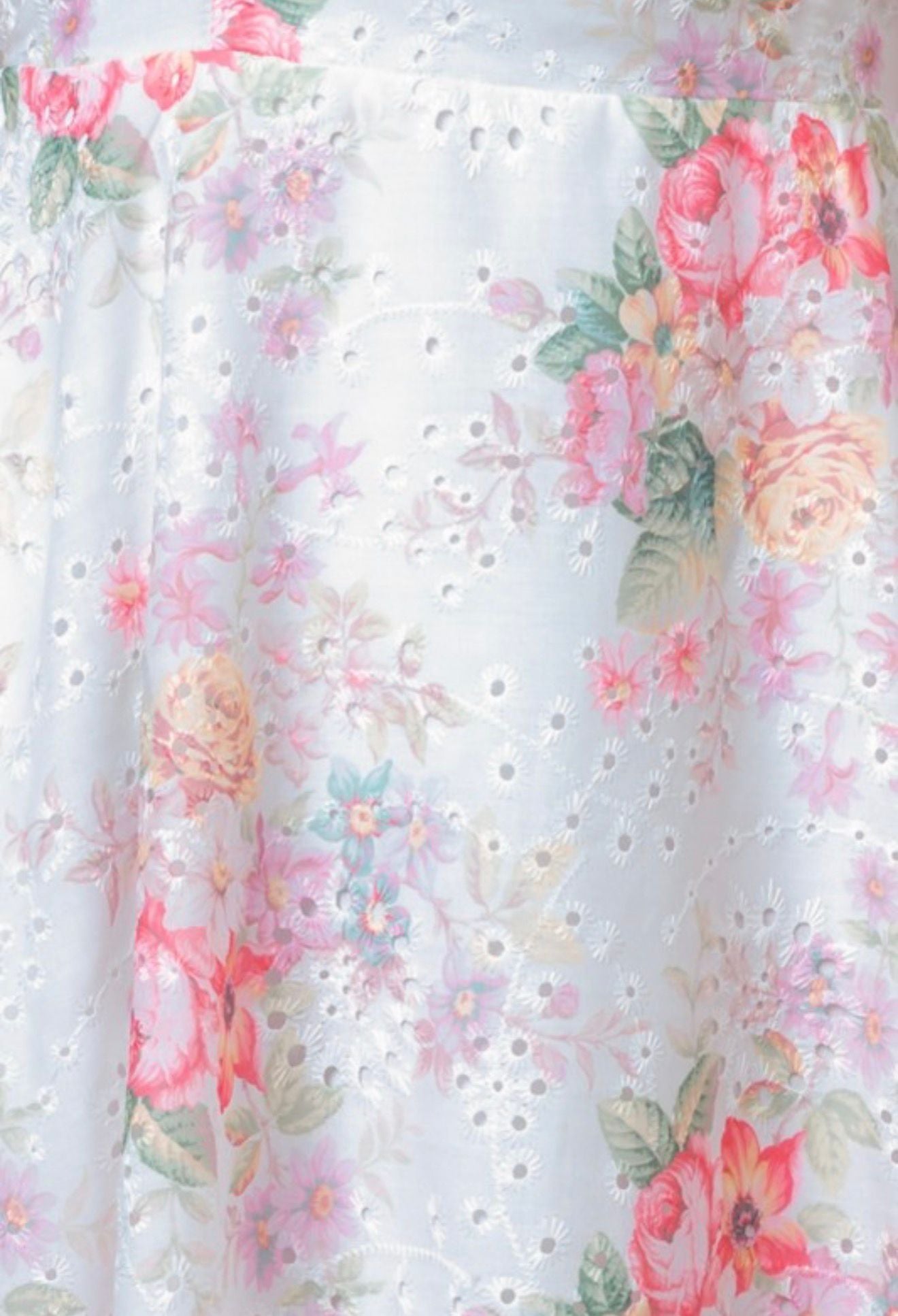Floral Print Eyelet Midi Dress