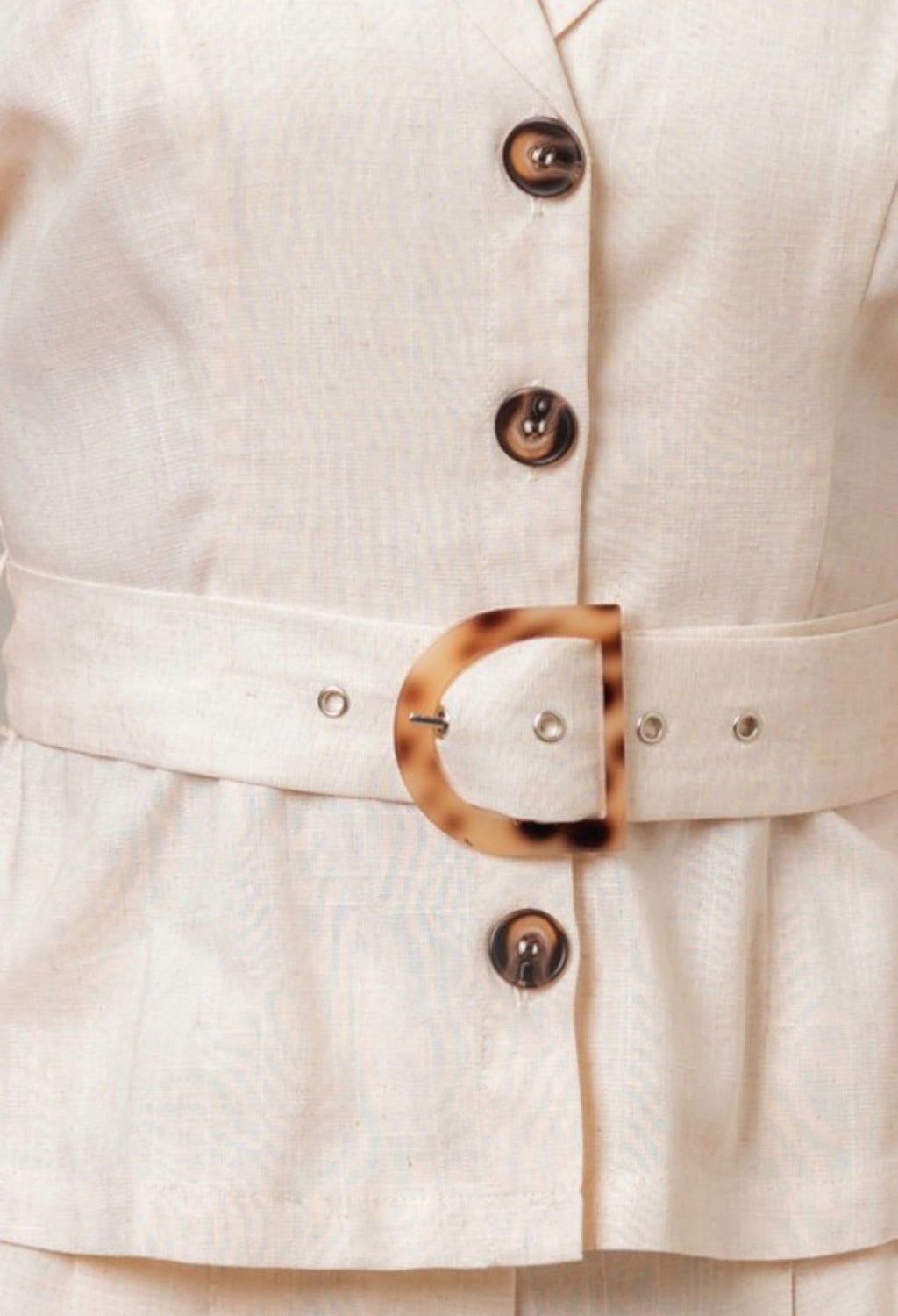 Button Down Belted Top and Pants Set