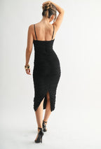 Sculpted Ruche Midi Dress