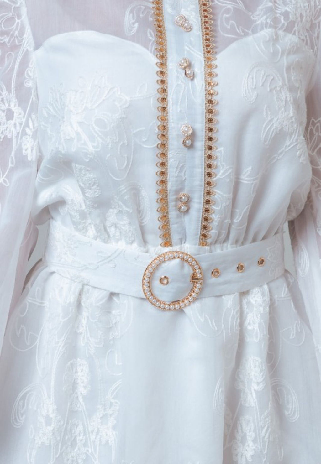 White Flare Dress With Belt