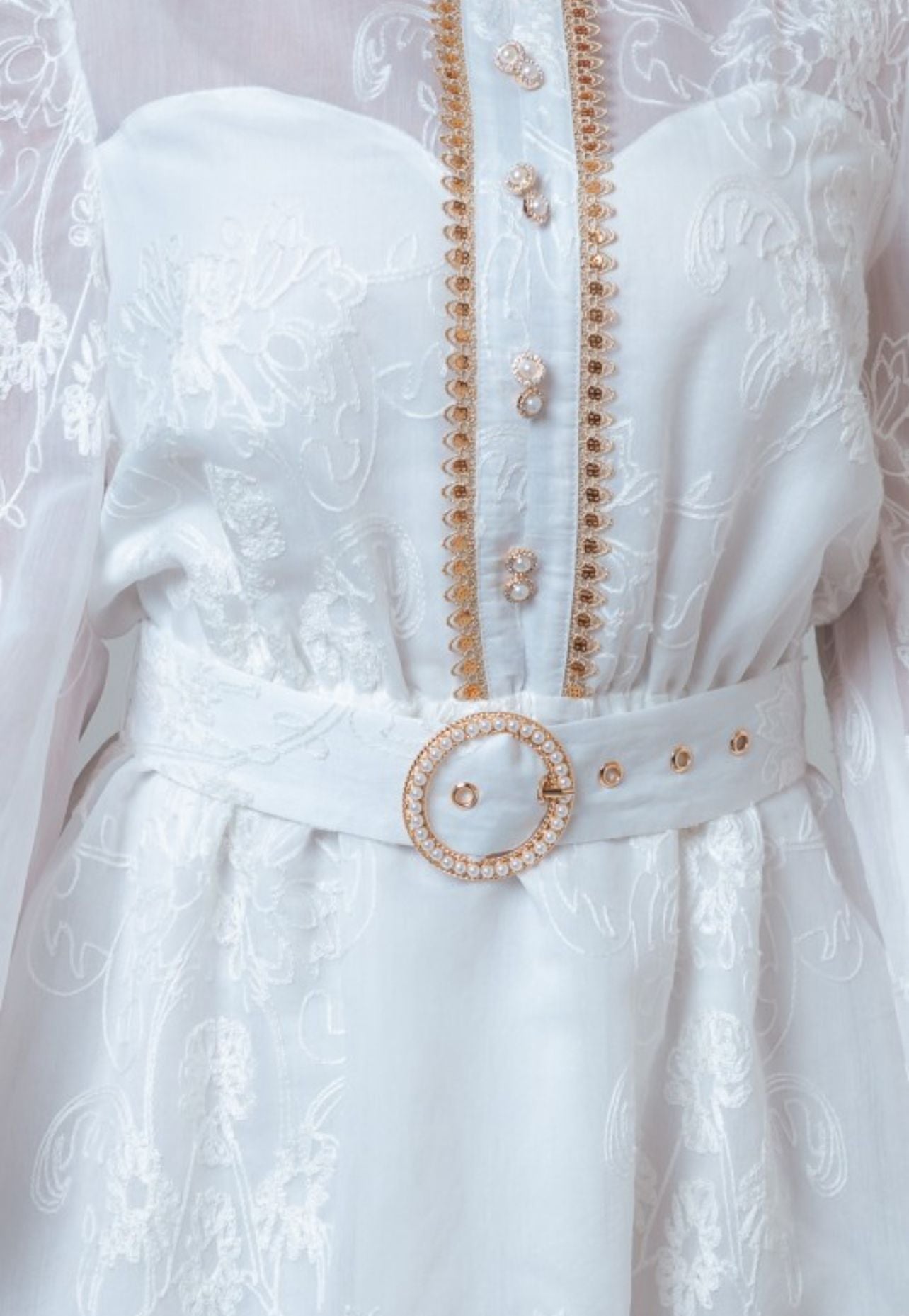 White Flare Dress With Belt