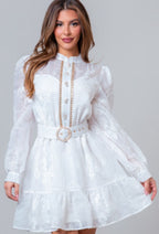 White Flare Dress With Belt